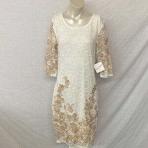 Olivia Matthews Cream and Tan Lace Dress